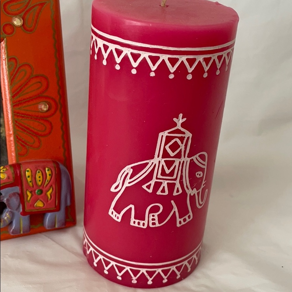 Hot Pink Elephant bohemian candle